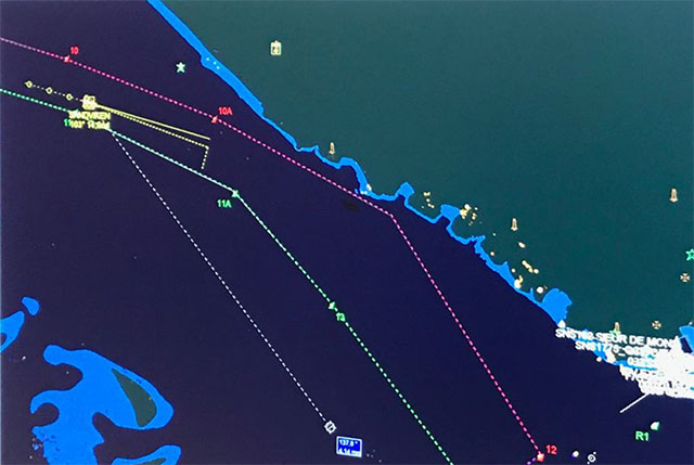 Image RADAR d'un navire en montée